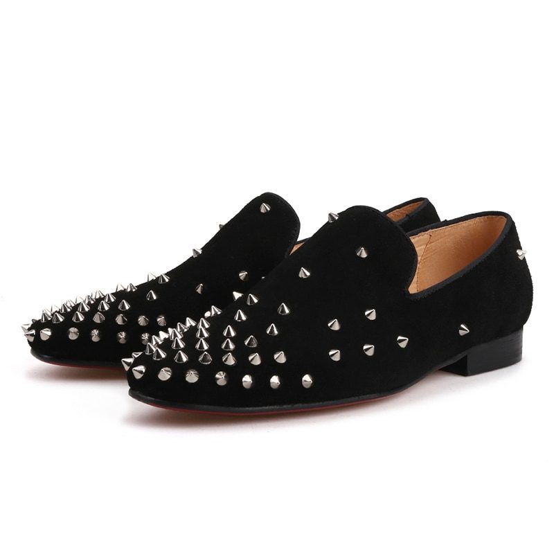 Black Suede silver spikes Loafer - IKEDEC Official Store